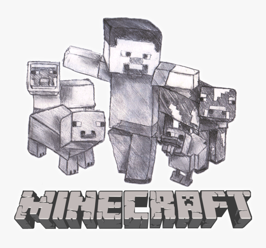 Minecraft Sketch - Cool Pencil Minecraft Drawings, HD Png Download, Free Download