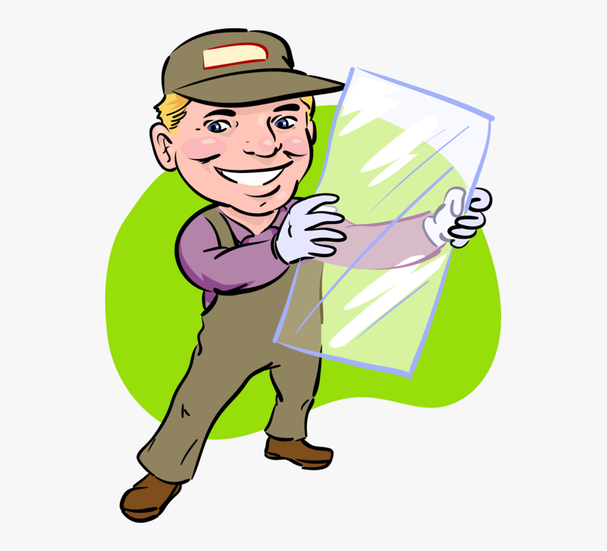 Vector Illustration Of Window And Glass Repairman Provides - Clip Art Glass Repair Man, HD Png Download, Free Download