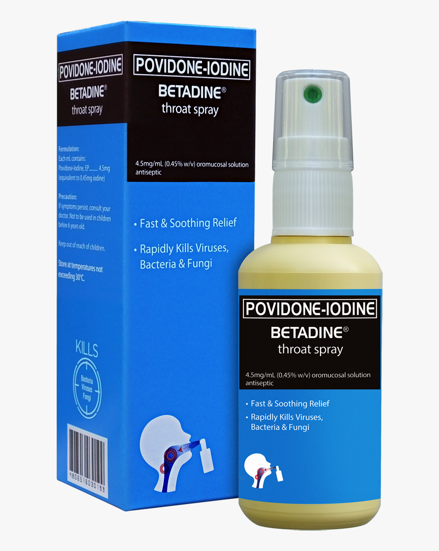 Betadine Throat Spray With Box Xl - Betadine Sore Throat Spray, HD Png Download, Free Download