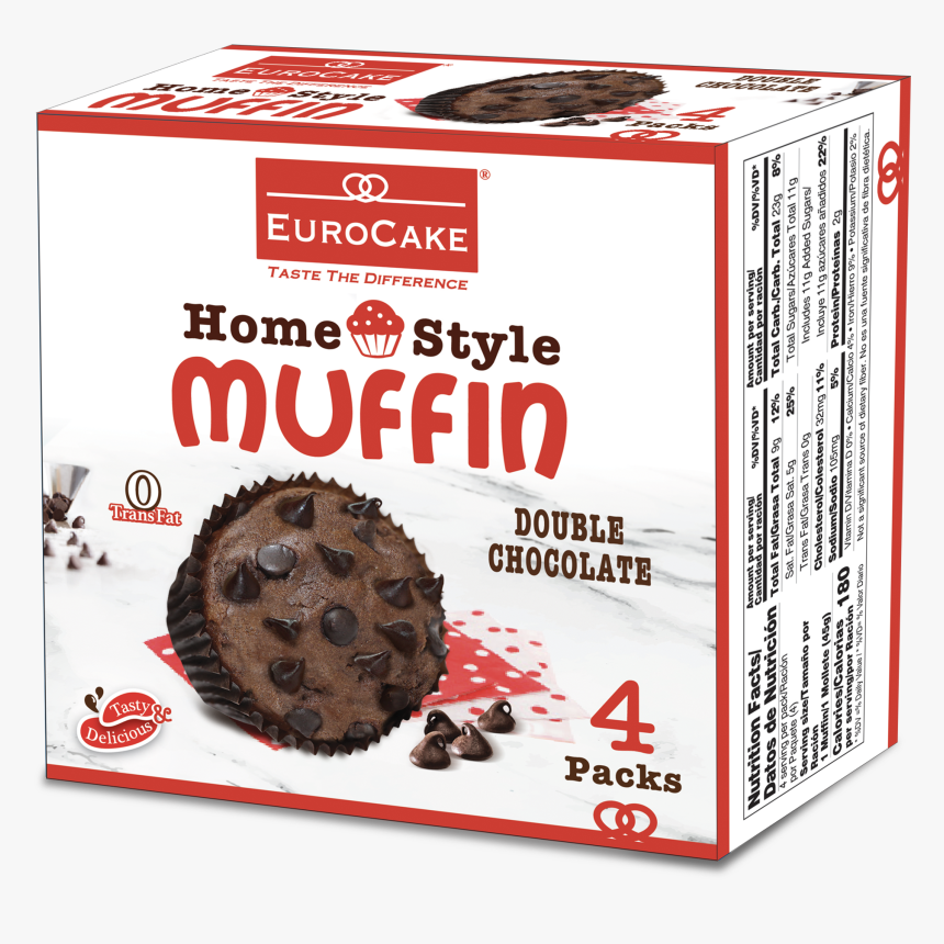 Home Style Muffin Double Chocolate 4pc Box New - Euro Cake Muffin Salted Caramel 4 Packs, HD Png Download, Free Download