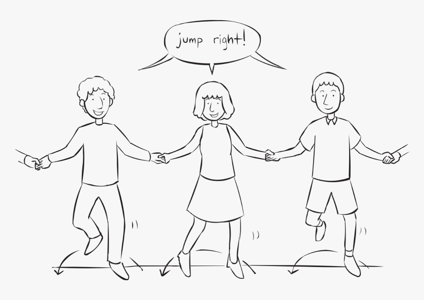 People Holding Hands In A Circle Jumping To Their Right - Jump In Jump Out Ice Breaker, HD Png Download, Free Download