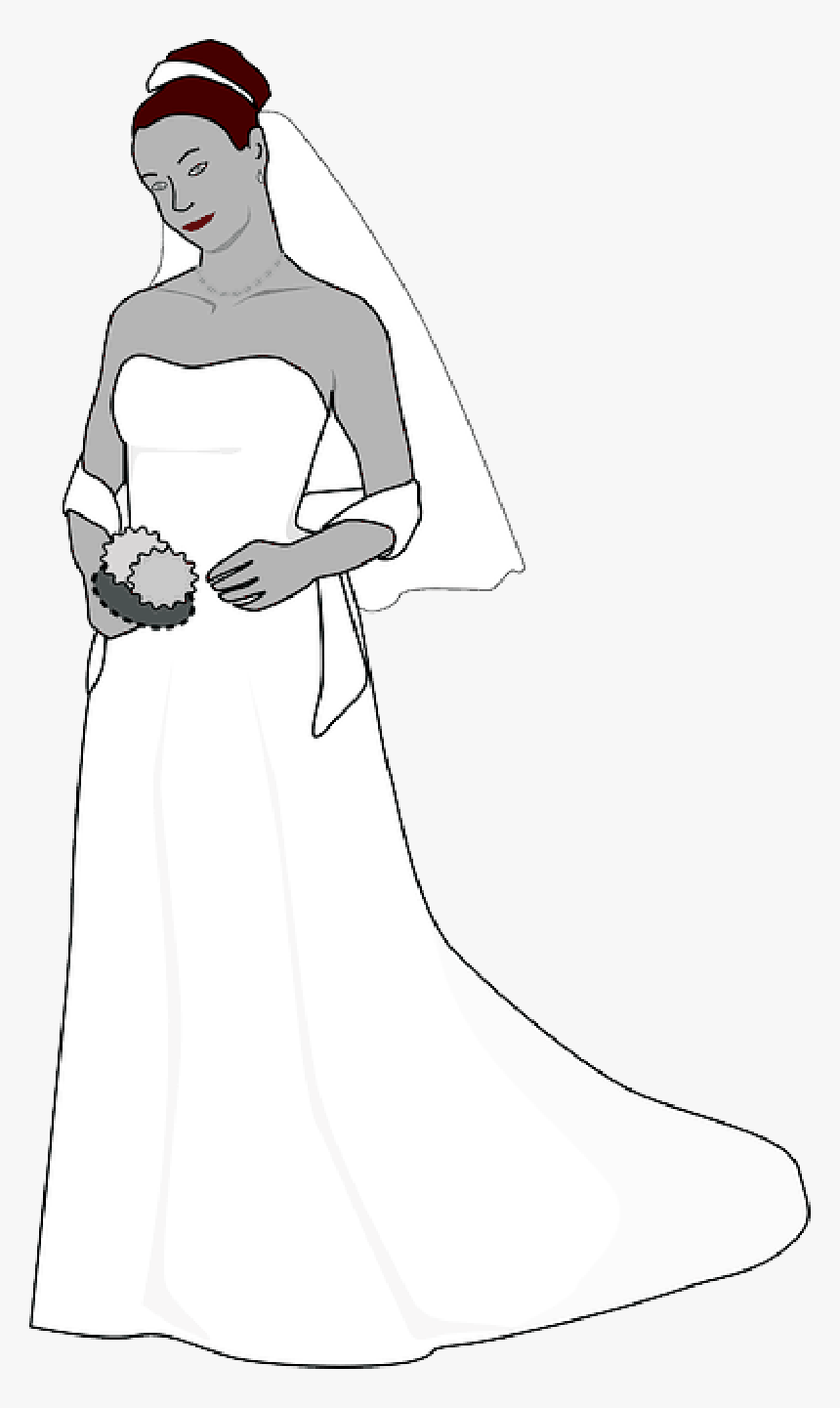 Outline, People, Silhouette, Wedding, Bride, Groom - Bride Silhouette Clip Art, HD Png Download, Free Download
