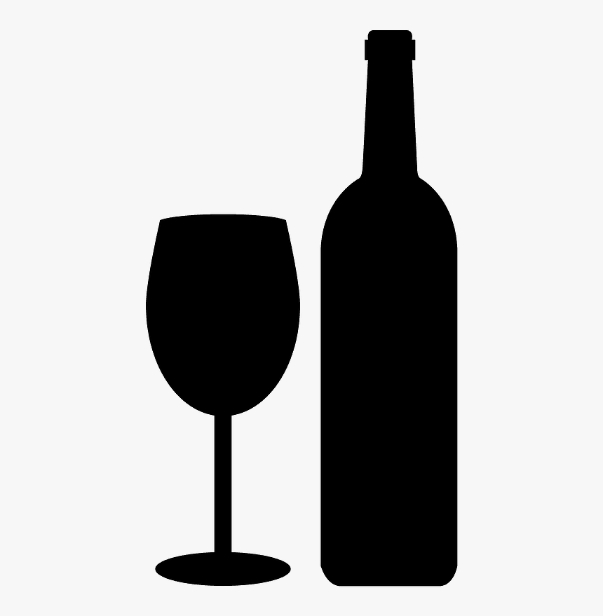 Wine Glass And Bottle Silhouette, HD Png Download, Free Download