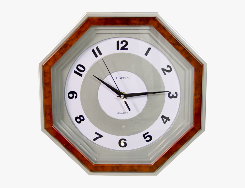Octagon Shape Quartz Wood Finish Wall Clock - Clock, HD Png Download, Free Download