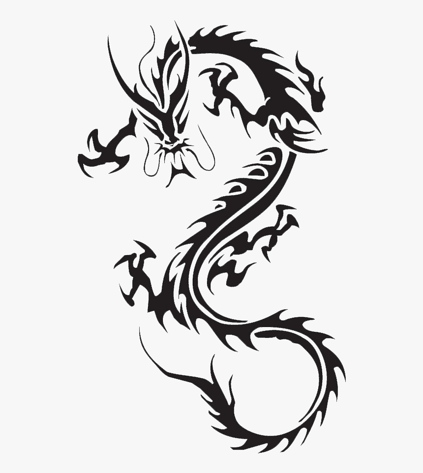 Black Dragon Png Pic - Chinese Tribal Dragon Tattoo, Transparent Png, Free Download