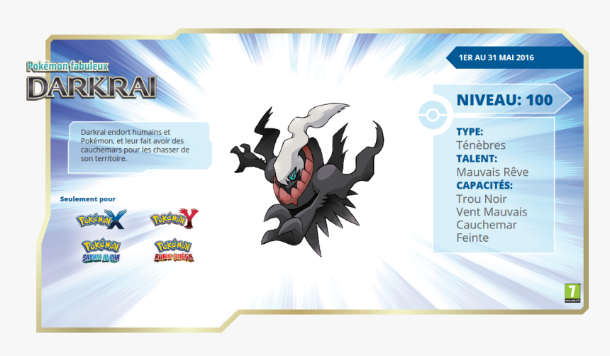 20 Ans De Pokémon Darkrai - Event Darkrai, HD Png Download, Free Download