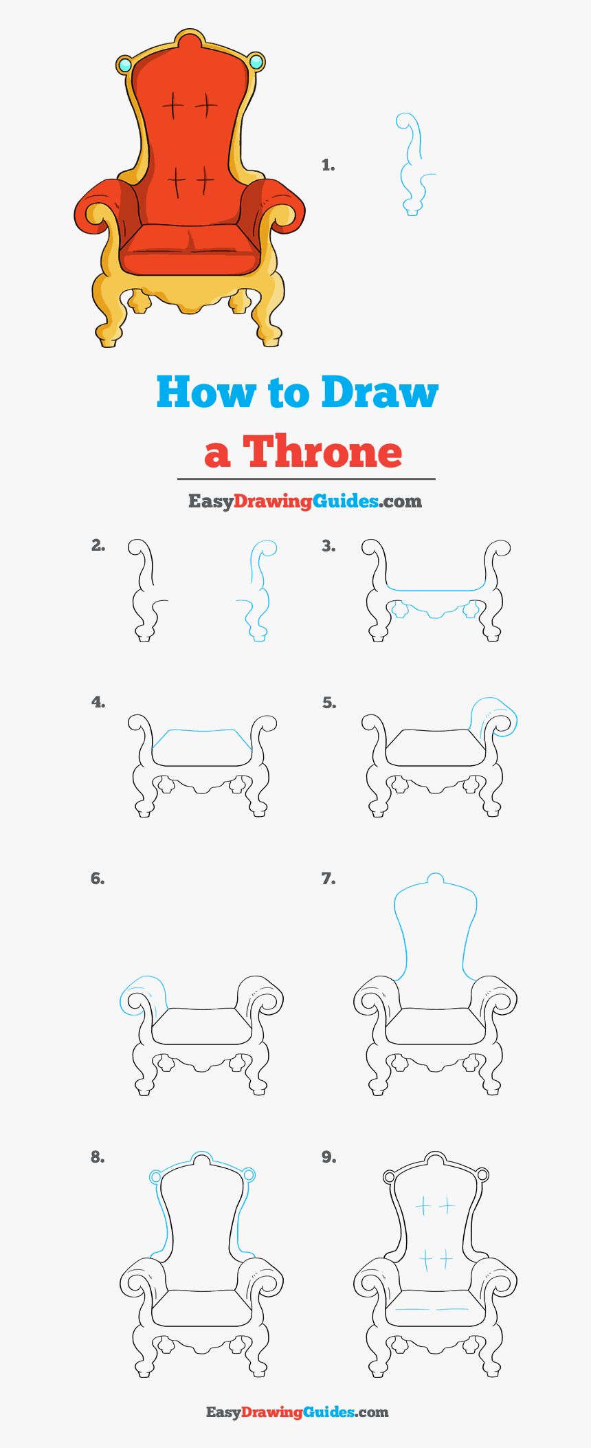 How To Draw Throne - Step By Step Throne Easy Drawing, HD Png Download, Free Download