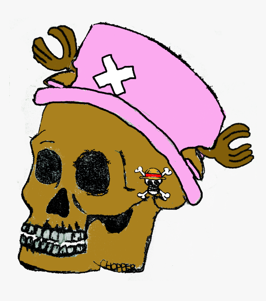 One Piece, Chopper, Skull, Head, Anime, Pink, Drawing, - Skull, HD Png Download, Free Download