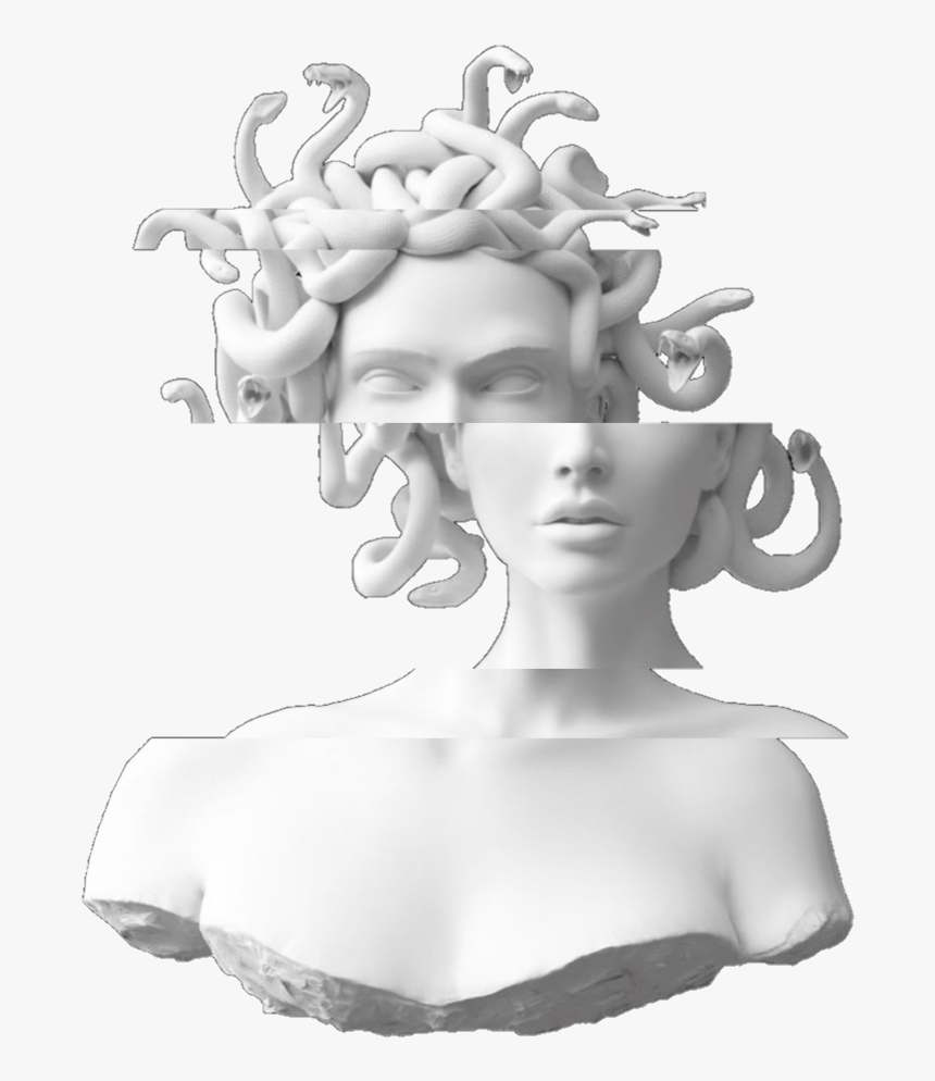 #vaporwave #medusa #estatua #statue #glich - Medusa Statue Head Png, Transparent Png, Free Download