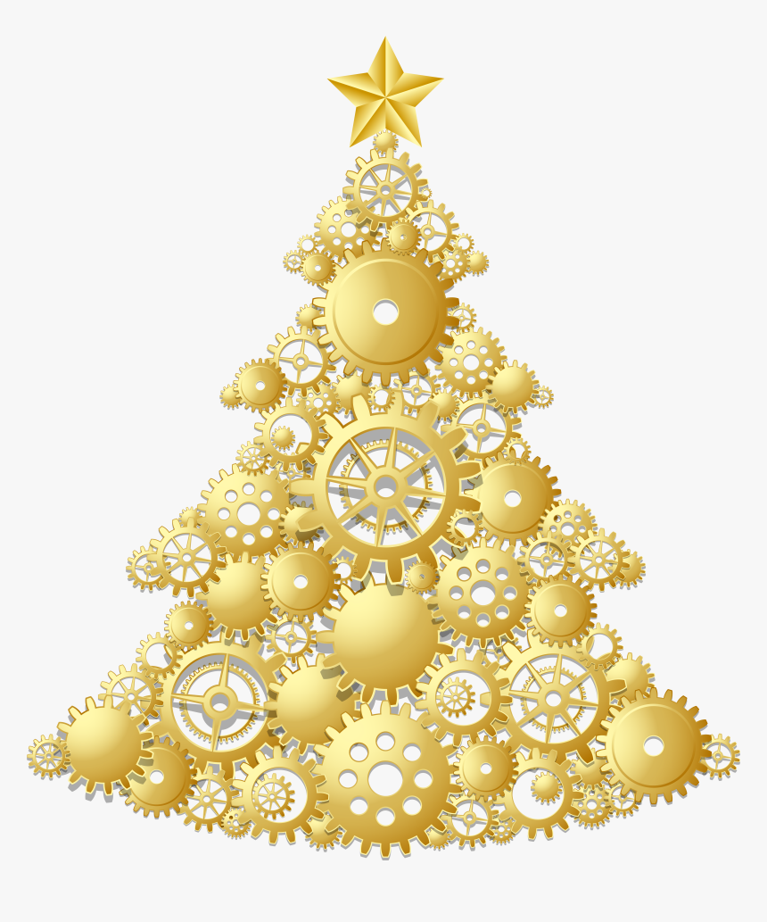 Gold Christmas Clip Art - Gold Christmas Tree Png, Transparent Png, Free Download