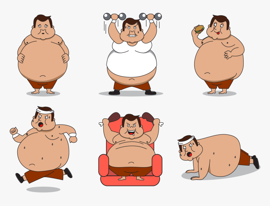 Fat Guy Character Vector - Cartoon Characters Fat Cartoon Png, Transparent ...