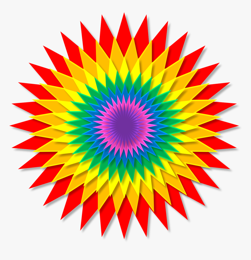 Sunburst Burst Rainbow Free Picture - Sunburst Colors, HD Png Download, Free Download