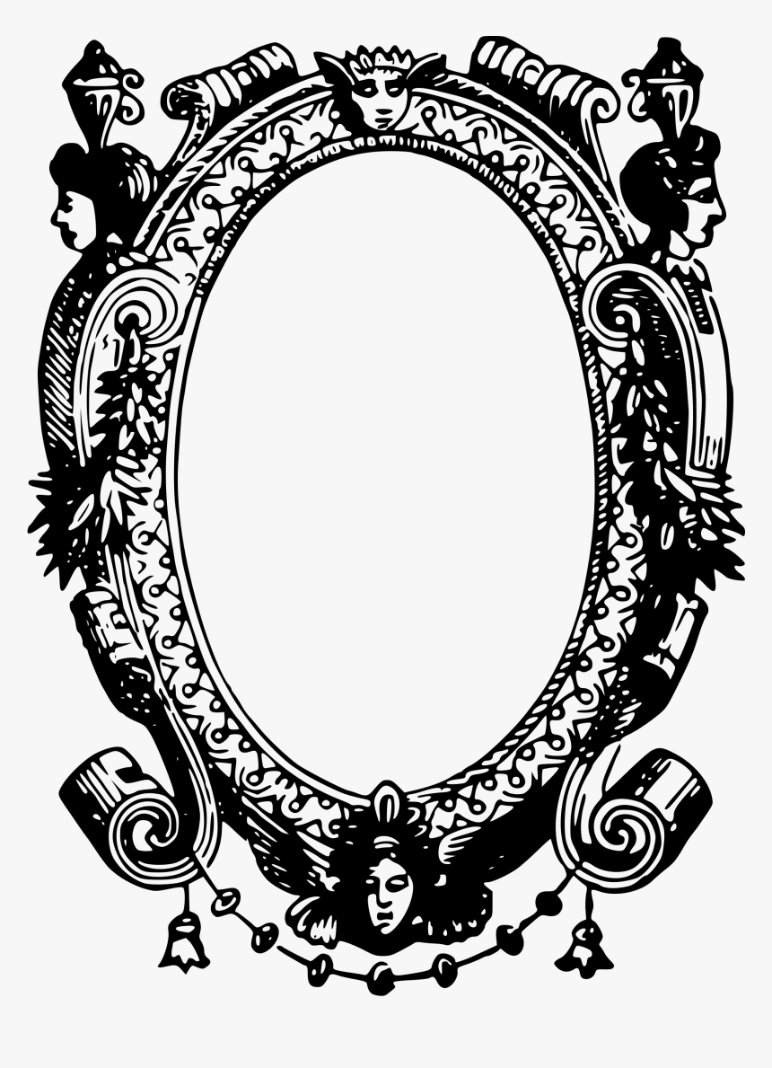 Ornate Border With Banner Transparent - Vintage Mirror Drawing Png, Png Download, Free Download