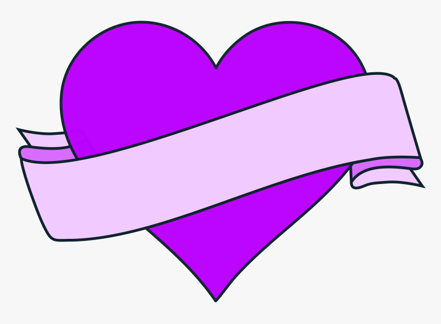 Heart With Banner Big - Heart With Ribbon Clip Art, HD Png Download, Free Download