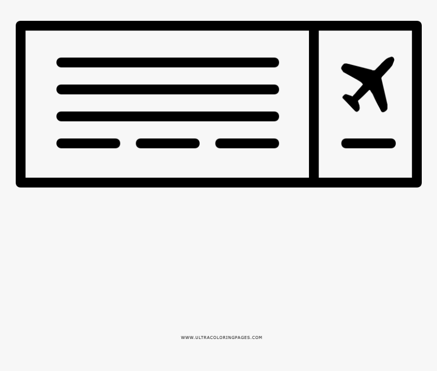 Plane Ticket Coloring Page - Boleto De Avion Dibujo, HD Png Download, Free Download