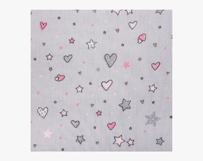 Cotton Poplin Printed Hearts And Stars Grey - Patchwork, HD Png Download, Free Download