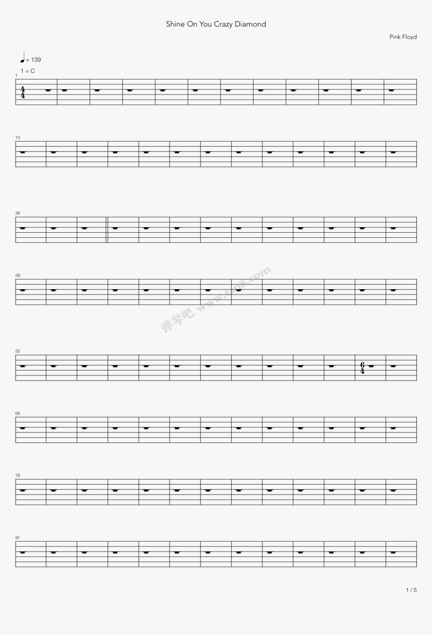 Shine On You Crazy Diamond Parts I - Sheet Music, HD Png Download, Free Download