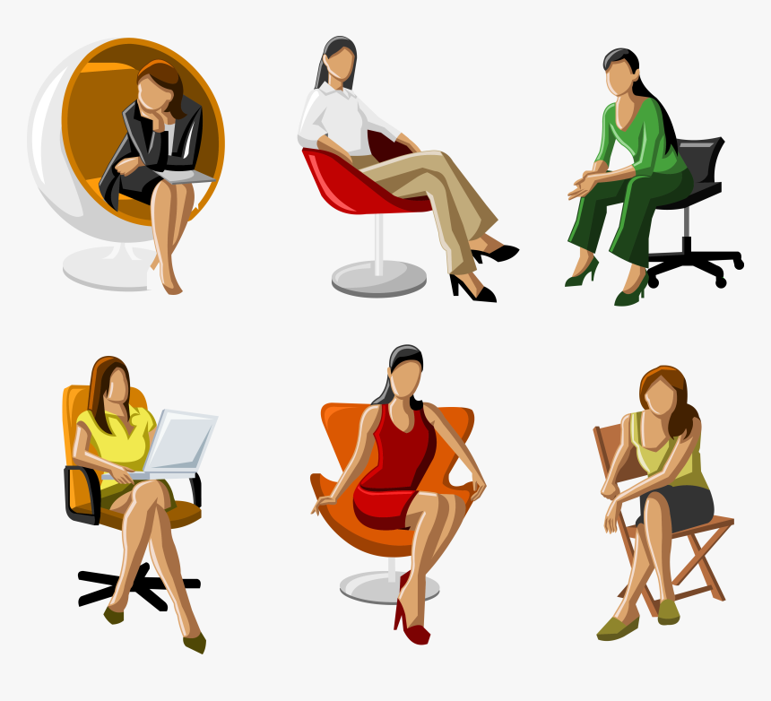 Vector Business Woman Sitting Png Download - Free Vector Download People, Transparent Png, Free Download