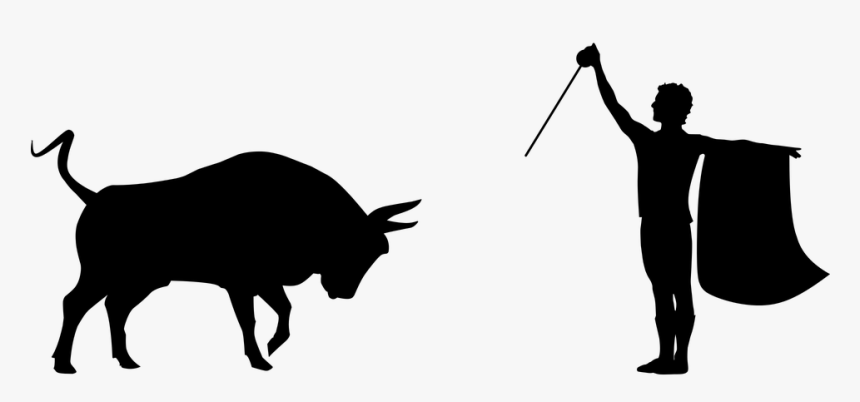 Matador, Bullfight, Bull, Silhouette, Runs, Man, Danger - Silhouette Bull, HD Png Download, Free Download