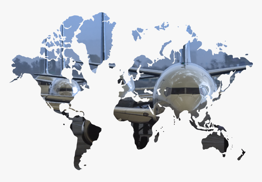 Graphic Of The World Map With A Fleet Of Planes Masked - Printable World Map Black, HD Png Download, Free Download