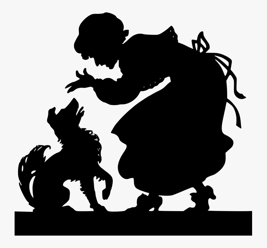 Old, Lady, Silhouette, Human, Dog, Hat, Pet, Animal - Human And Dog Silhouette Png, Transparent Png, Free Download