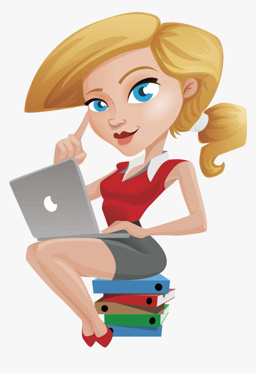 Laptop Woman Illustration - Бухгалтера Png, Transparent Png, Free Download