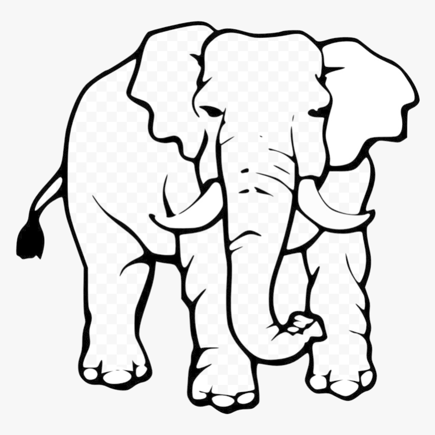 Elephant Black And White Cute Clipart Drawing In Transparent - Elephant Coloring Page, HD Png Download, Free Download