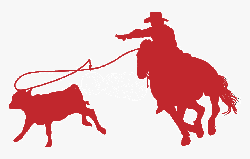 Clip Art Roping Bull - Silhouette Of Cowboy Roping Cow, HD Png Download, Free Download