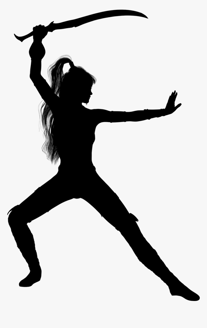 Woman Warrior Silhouette Png, Transparent Png, Free Download