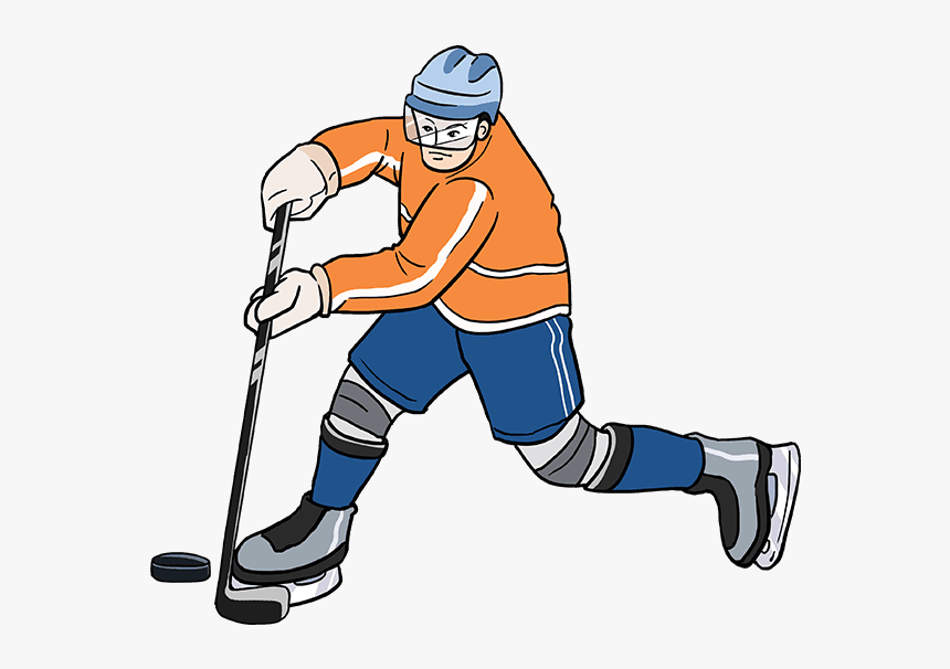 How To Draw Hockey Player - Easy Step By Step Hockey Drawings, HD Png Download, Free Download