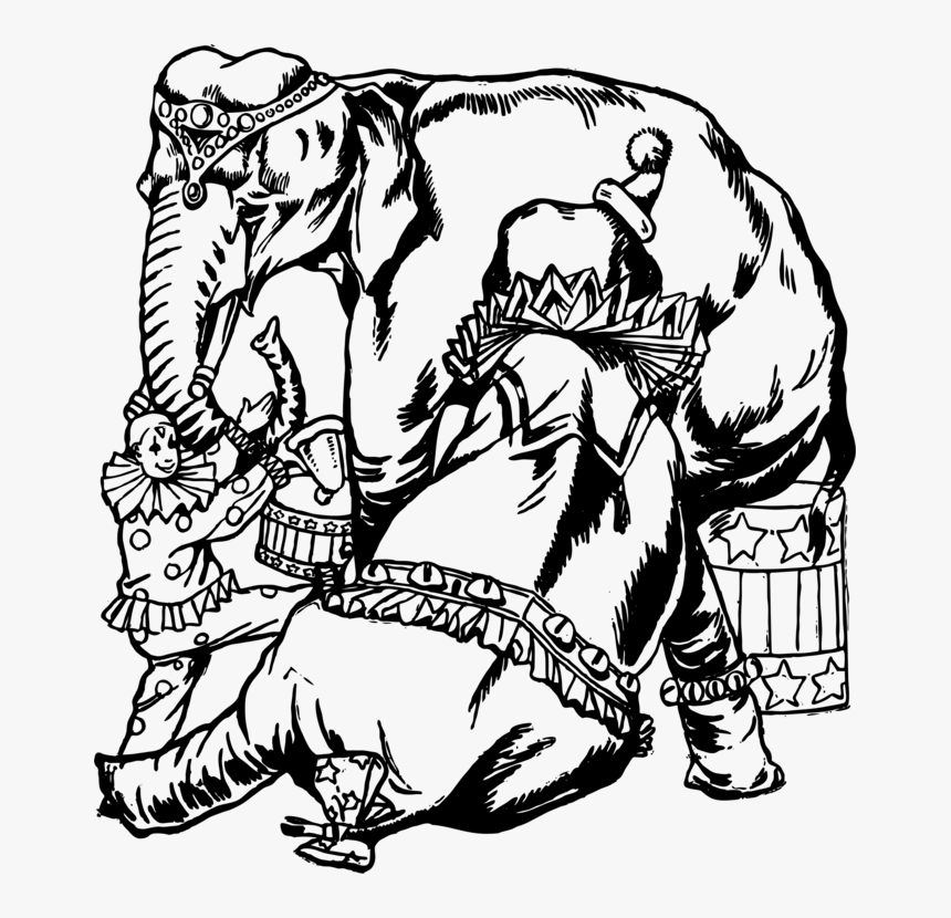 Circus Elephant Black And White Clipart, HD Png Download, Free Download