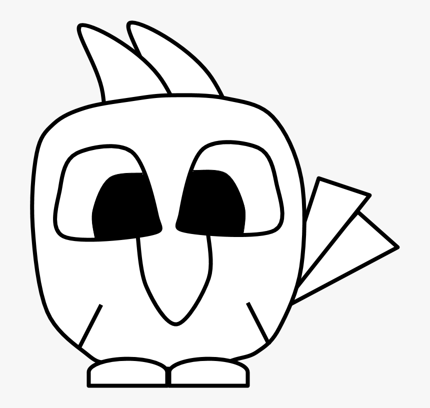 Cardinal, Big Eyes, Black And White, Cartoon Animal - Cartoon, HD Png Download, Free Download