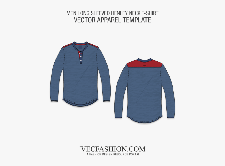Long Sleeved Henley Neck Tee - Jacket Design Template Free Download, HD Png Download, Free Download