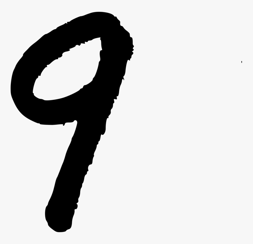 Silhouette,neck,hand - Hand Written Number 9, HD Png Download, Free Download