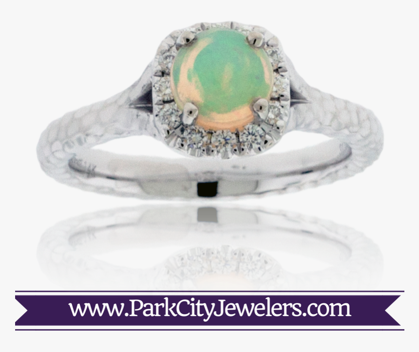 Ethiopian Opal And Diamond Halo Ring - Jewellery, HD Png Download, Free Download