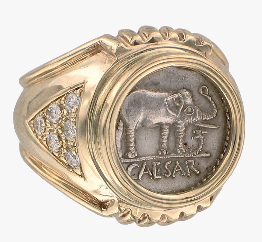 Julius Caesar Coin Ring - Indian Elephant, HD Png Download, Free Download