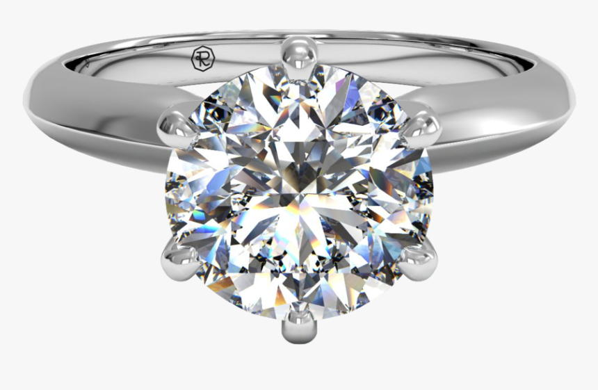 18k White Gold Solitaire Six Prong Knife Edge Engagement - Six Prong Solitaire Diamond Ring, HD Png Download, Free Download