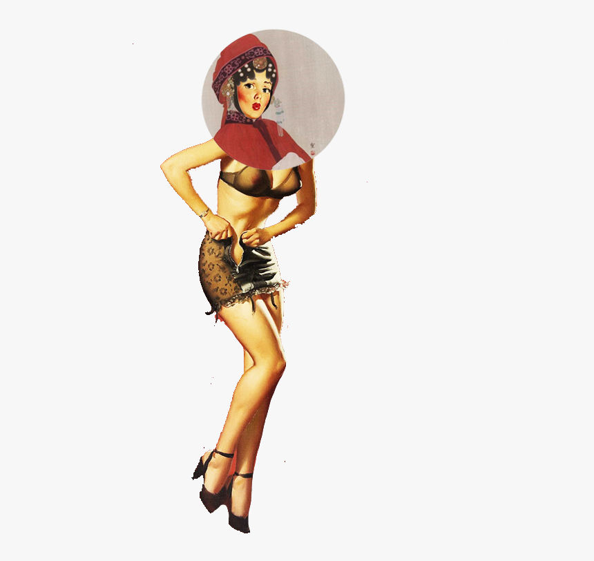 The Contrast Between Western Pinup Girl And Eastern - Illustration, HD Png Download, Free Download