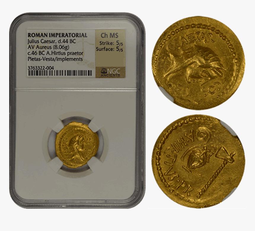 Gold Coins Of Julius Caesar Minted In Ca - Coin, HD Png Download, Free Download