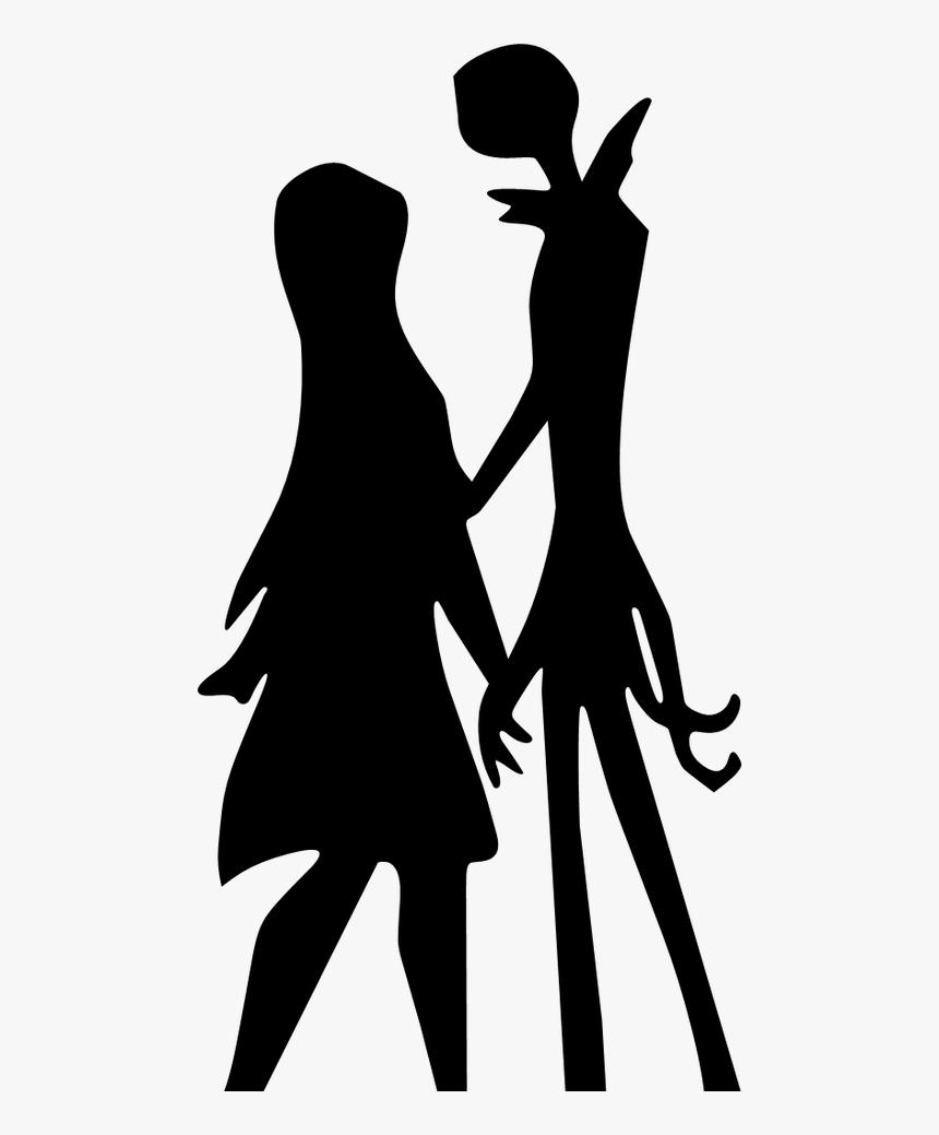 Jack And Sally Black And White Clipart , Png Download - Silhouette Nightmare Before Christmas Svg, Transparent Png, Free Download