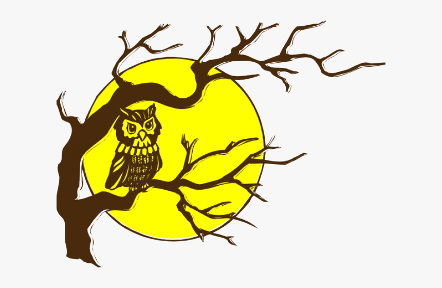 Halloween Moon Clipart - Owl Black And White, HD Png Download, Free Download
