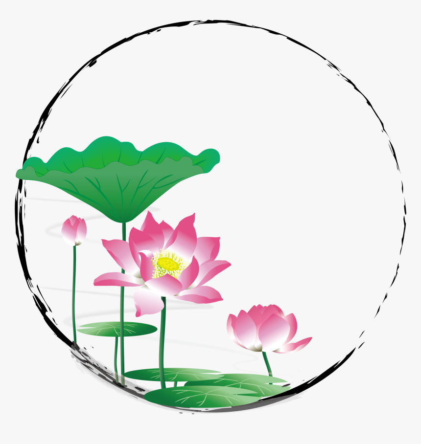 Hand Painted Chinese Style Ink Border Png And Vector - Cách Vẽ Hoa Sen, Transparent Png, Free Download