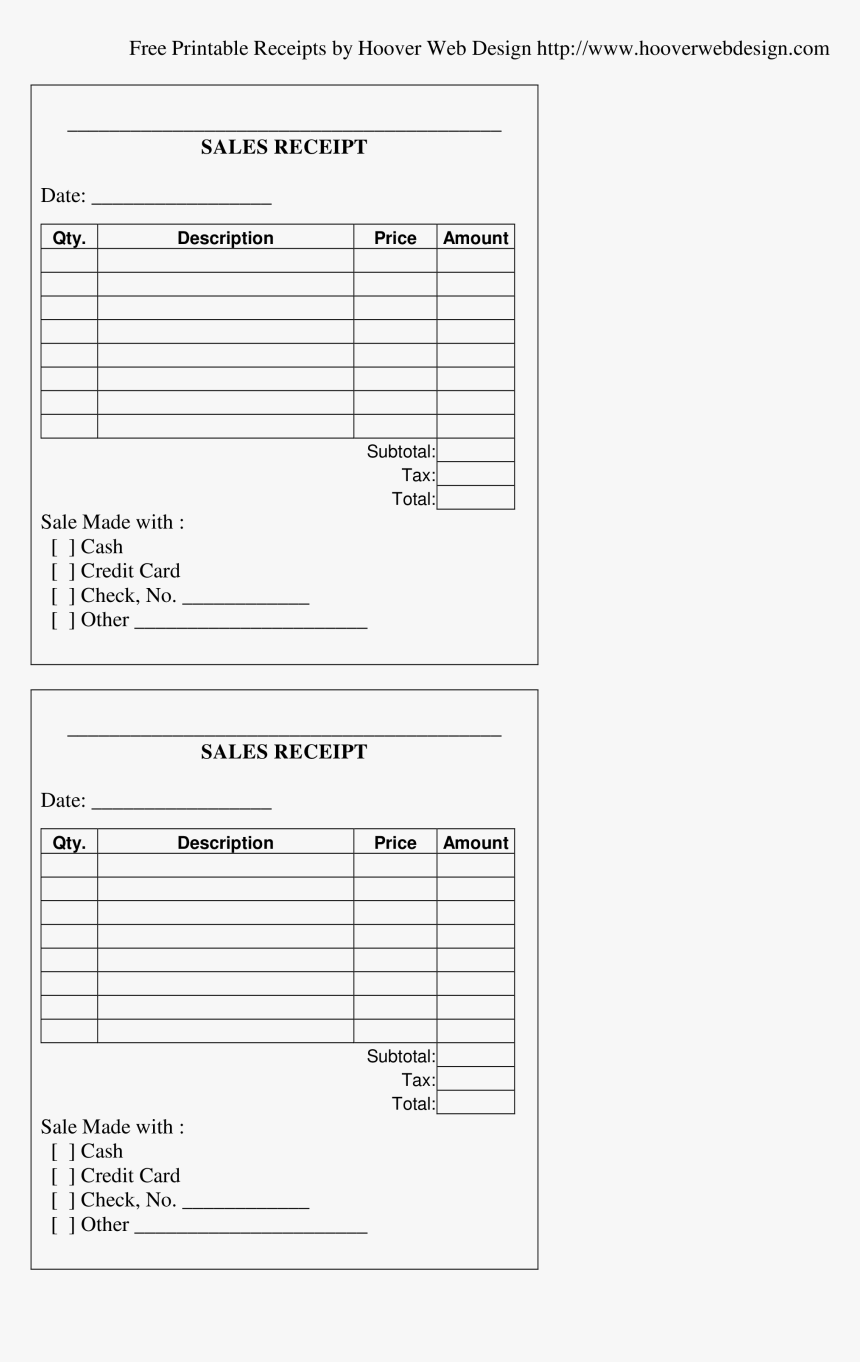 Printable Sales Receipt, HD Png Download, Free Download