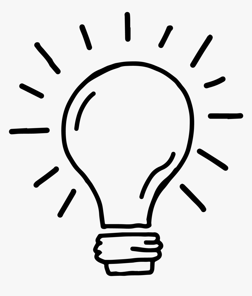 Incandescent Light Bulb Clipart , Png Download - Light Bulb Cartoon Png Black And White, Transparent Png, Free Download