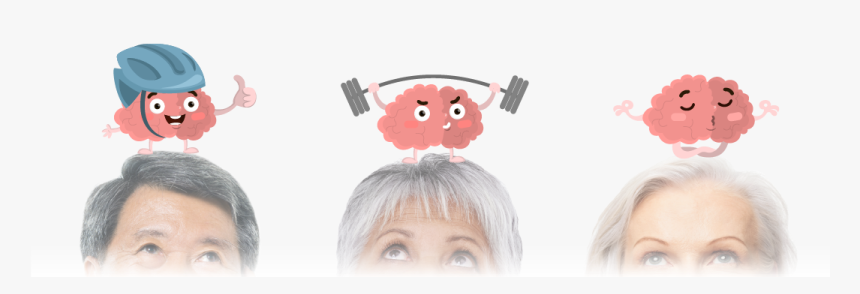 3 Older Adults Looking Up To Brain Characters - Brain Health For Older Adults, HD Png Download, Free Download