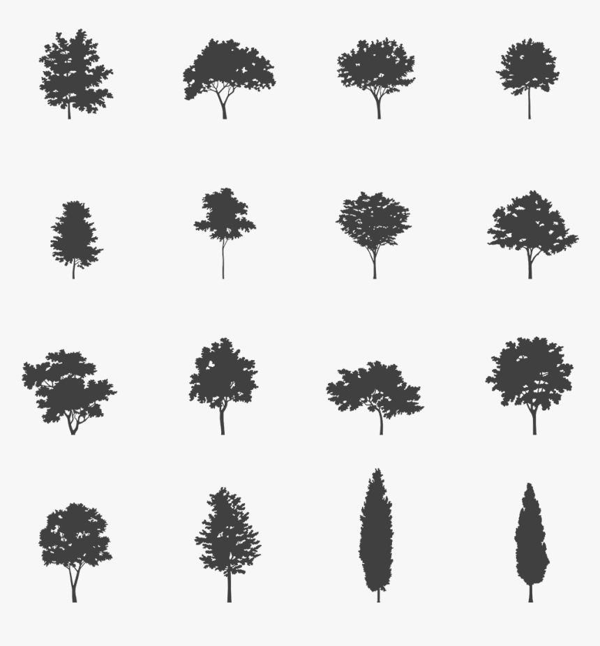 Tree Black Silhouette Dwg, HD Png Download, Free Download