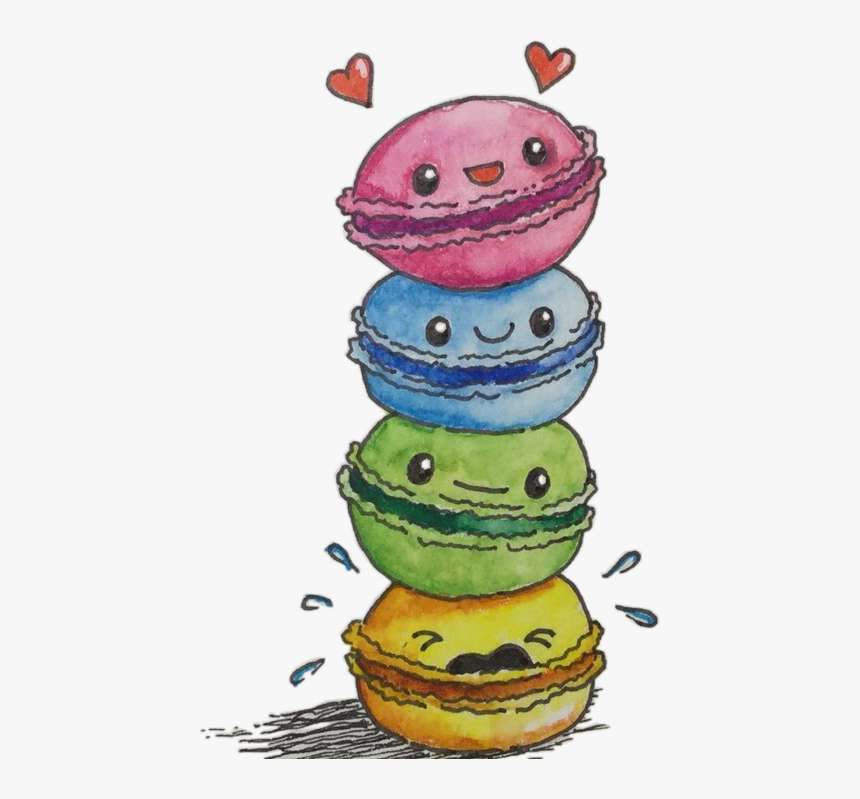 Transparent Macaroon Clipart - Kawaii Cute Food Drawing, HD Png Download, Free Download