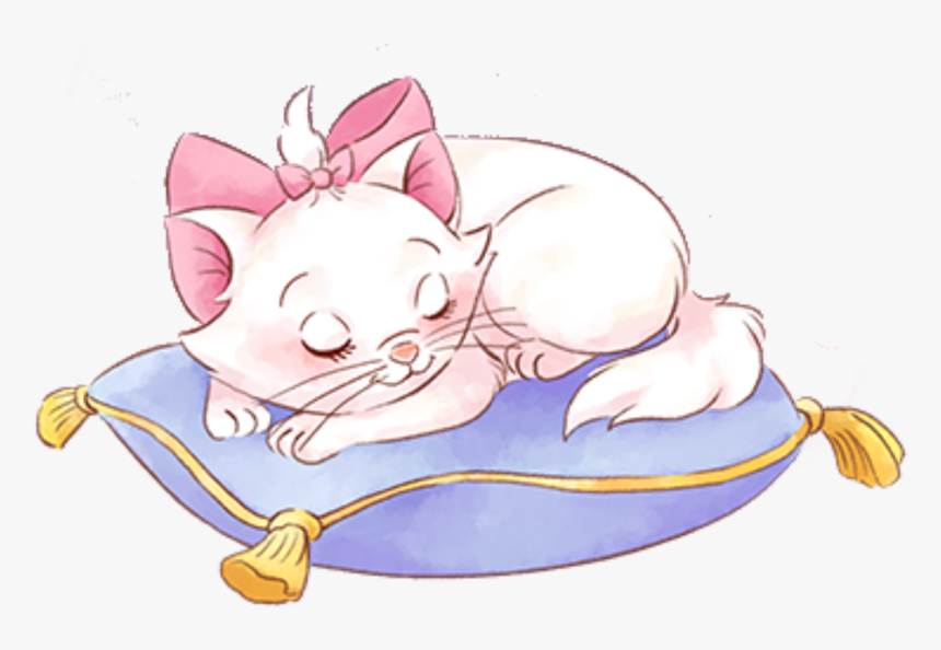 #marie #disney #girly #watercolor #sleeping #meow #cat - Squitten, HD Png Download, Free Download