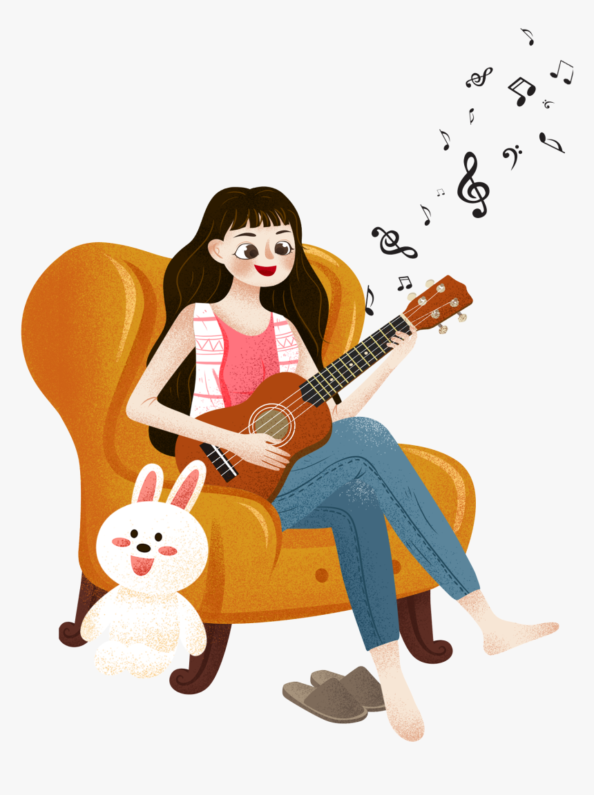 Transparent Girl Playing Guitar Clipart - Girl Playing A Guitar Cartoon, HD Png Download, Free Download