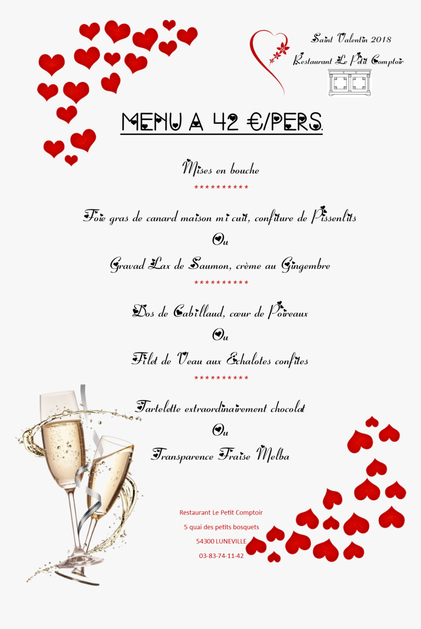 Menu Saint Valentin - Menu De Saint Valentin Facile, HD Png Download, Free Download